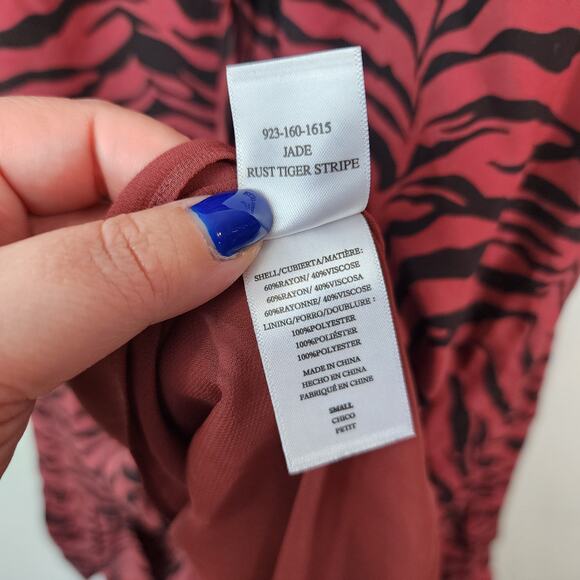 NEW Rails Jade High Low Button Front Midi Dress Rust Tiger Stripe SMALL - Picture 7 of 8